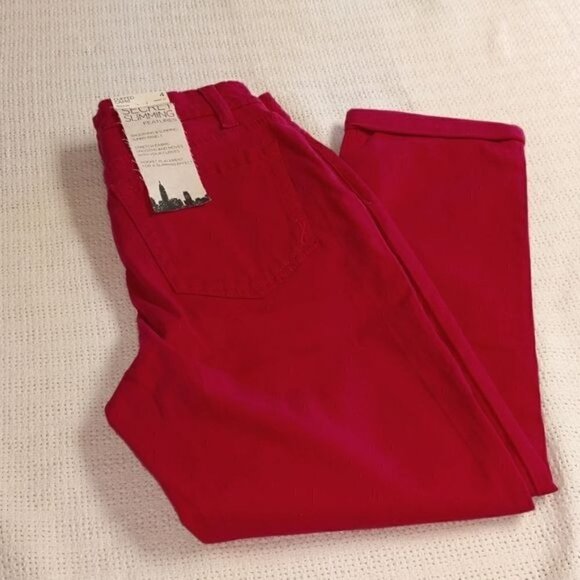 Jones New York Jean Pink Slimming Feature Cuffed Zip Jean Sz 4 Capris w Pockets - Picture 3 of 9